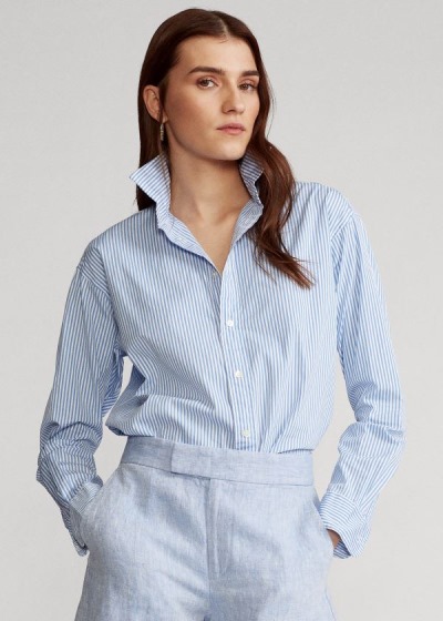 Women's Polo Ralph Lauren Striped Cotton Shirts | 781350ZLW